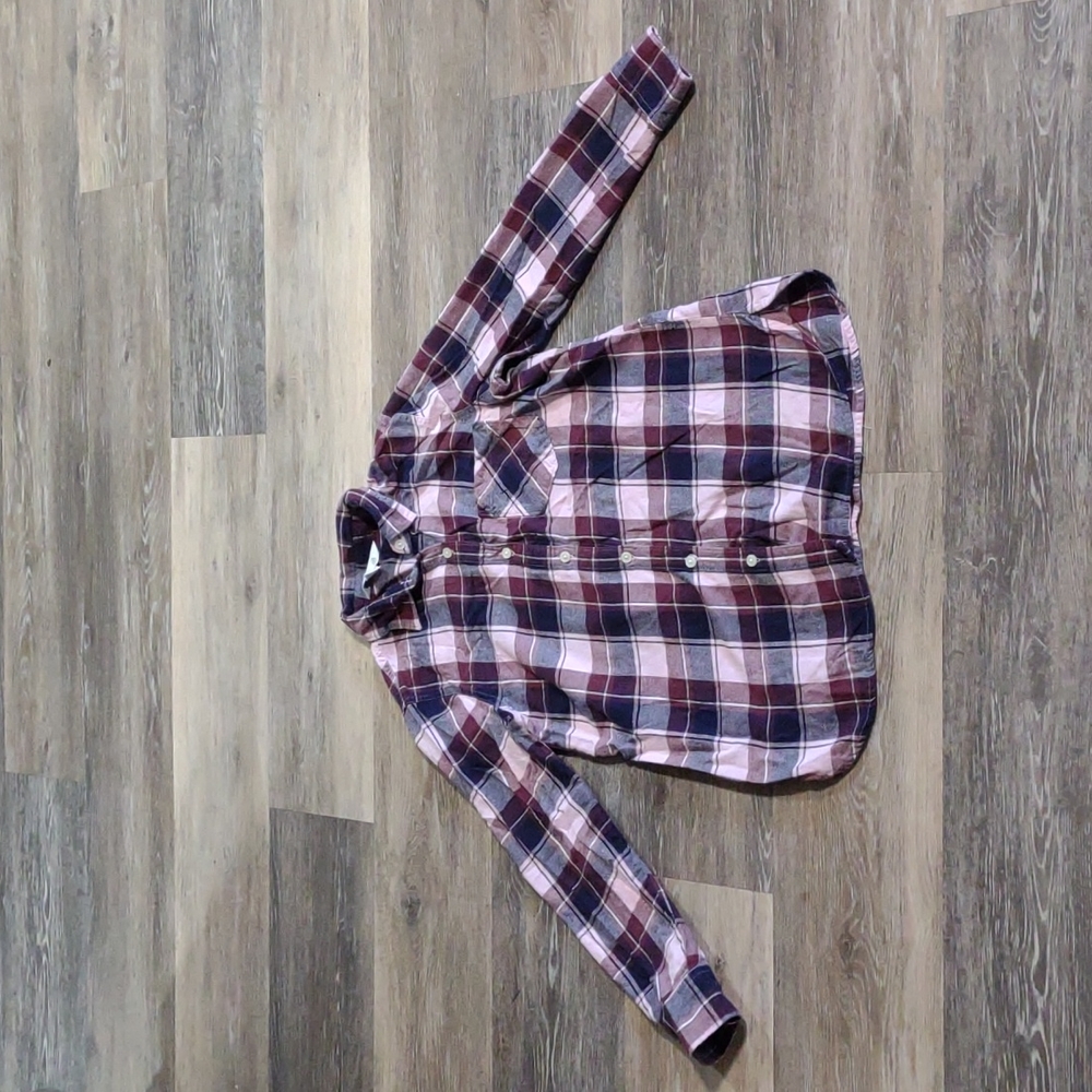 Old Navy Pink and Dark Blue Plaid Tunic Shirt